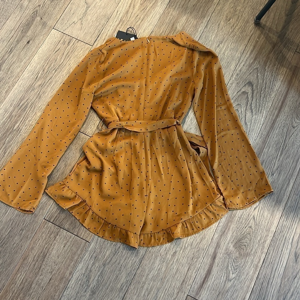 NWT LE LIS | mustard polka dot romper, size small - Picture 3 of 3